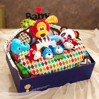 新生儿用品礼盒套装初生婴儿玩具礼盒男女宝宝0-3个月礼物大礼包 狗宝