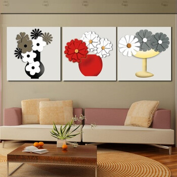 卧室餐厅三联无框画 2 30*30 整套价格 25mm黄金视觉布纹膜