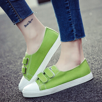 春季新款一脚蹬百搭浅口小白帆布女鞋懒人韩版夏季学生布鞋子 绿色 37