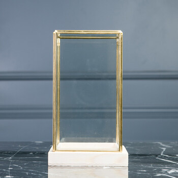 酒柜几何玻璃罩摆设创意样板房家居装饰品北欧小摆件 金色玻璃罩小号