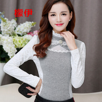 檬伊 2015秋装新款大码韩版女装兔毛打底衫 图片色 2XL