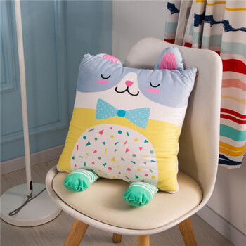 宝宝绒抱枕被两用靠垫可爱卡通印花多功能可暖手儿童空调午睡盖被