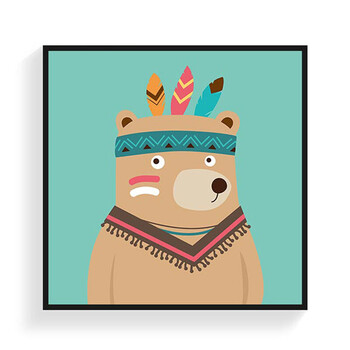 动物挂画现代简约卧室床头装饰画幼儿园托儿所教室墙画壁画 02款小熊