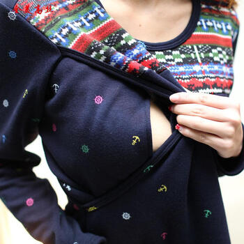 全美高丝韩版孕妇装 哺乳衫 孕妇哺乳衣 孕妇裙流行 深蓝色 XL