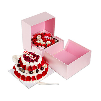 创意简约双层鲜花礼品盒时尚美观8寸烘焙蛋糕礼盒情人节520生日礼物盒