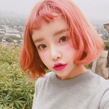 lolita原宿风假发女 空气薄刘海短发 内扣梨花头二次元浅粉色假毛 浅