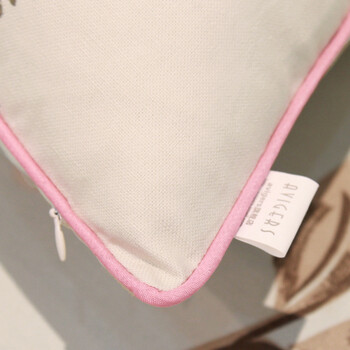avigers 中式绣花沙发抱枕靠垫 棉麻床头汽车靠背垫 曼珠粉 45cm*45cm含芯
