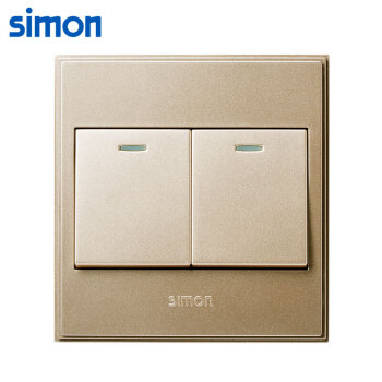 西蒙(SIMON) 开关插座面板 56C系列 二开多控开关 86型面板 香槟金色 V51046BY-02 电工电料