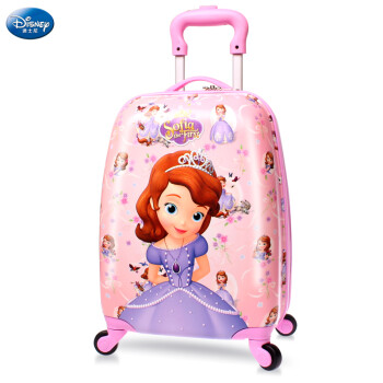 迪士尼Disney儿童可坐拉杆箱爱莎公主行李箱万向轮旅行男女童轻便登机箱 SM80511苏菲亚粉色16英寸