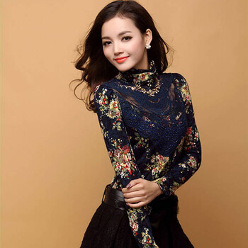 雪贝莉2015秋装新韩版女装  长袖T恤女 X808 蓝色(薄款) L