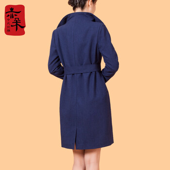 
                                        亦朵2016秋季新款风衣女中长款时尚外套品牌气质风衣女春秋大码女装 黛蓝色 M                