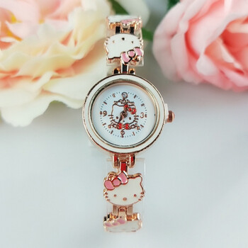 儿童手表hellokitty凯蒂猫小表盘时尚圆形手表卡通学生手链表 白色