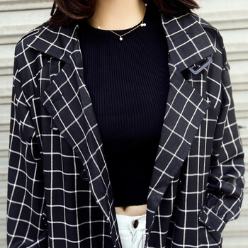 丹杰仕风衣外套女2015秋冬女装新款英伦风显瘦优雅气质格子呢料大风衣 大格配腰带 M