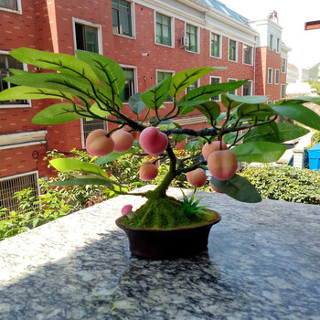 仿真水果小盆景桃子树柠檬树桔子树盆栽家居客厅装饰假花摆设模型