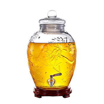 泡酒罐龙头底座玻璃酒罐葡萄酒酒缸酒瓶自酿磨砂创意无铅玻璃瓶酿酒