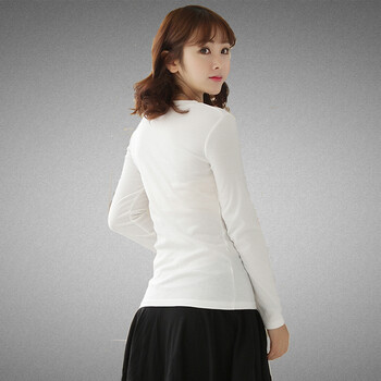 娜芙蜜2015春秋女款纯棉大码宽松显瘦韩版长袖T恤女 白色 XL