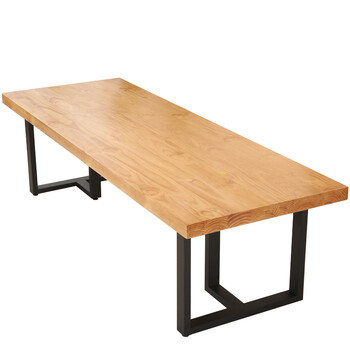 实木会议桌长条大板办公电脑桌子loft简约现代老板桌洽谈桌椅组合 180