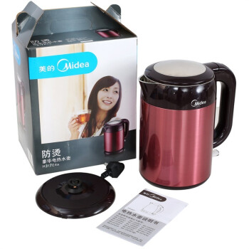 美的（Midea）电水壶1.7L 304不锈钢电热水壶 双层彩钢烧水壶 赤兔H317E4a