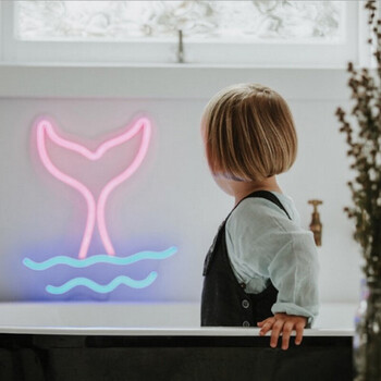 inssunny同款翅膀流星led霓虹灯挂墙装饰灯造型霓虹灯 清新小鲸鱼