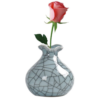 哲耀 洗手间小口径陶瓷花瓶摆件做旧橱柜装饰小号水养卫生间花边普通