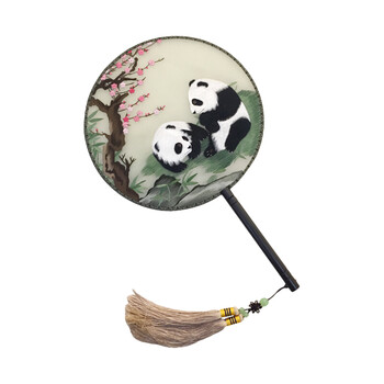 非遗传承【湘绣】双面绣团扇成品 出国礼品 湖南省湘绣研究所 不含扇