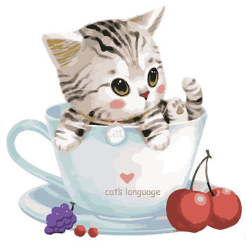 diy数字油画 油彩手绘画客厅风景卡通儿童装饰画 小花猫 小花猫 30*