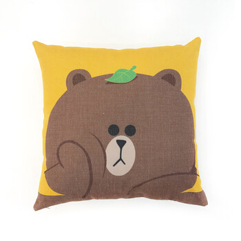 双面枕头可爱沙发抱枕卡通靠垫汽车腰枕床头飘窗靠枕 思考熊 45x45仅
