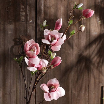 玉兰花高仿真花客厅电视柜花瓶假花家居装饰品花艺树室内落地花卉