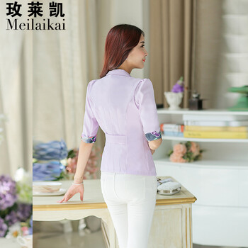 玫莱凯 2016春季新款  修身显瘦气质七分袖小西装服 女 ML1018 粉红色 M