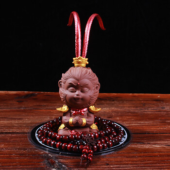 创意摆件用品齐天大圣新款车内装饰品可爱猴子中控台摆件 坐禅大圣