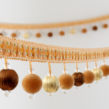 水晶窗帘幔头珠子花边流苏吊穗蕾丝镶边配件布艺辅料装饰零剪 米酒 1