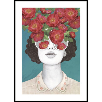 北欧装饰画个性复古时尚人物插画少女房间画卧室床头客厅壁画挂画 a