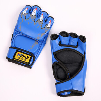 拳击手套 散打泰拳mma半指分指ufc搏击沙袋训练拳套 蓝色虎爪