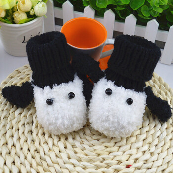 宝宝婴儿鞋编织毛线牛奶棉学步鞋冬款 shr狗狗鞋黑白