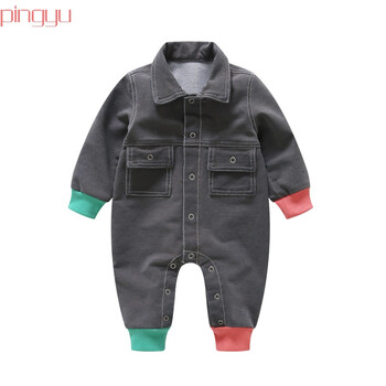 连体衣0-3个月6春秋夏季初生刚出生宝宝哈衣舒适新款 纯色牛仔黑色 66