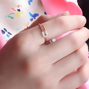 抖音同款戒指 女 别针戒指 潮流时尚新款戒指 个性戒指女友礼物 18号