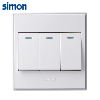 西蒙(SIMON) 开关插座面板 56C系列 三开双控开关 86型面板 珍珠白色 V51032BYT