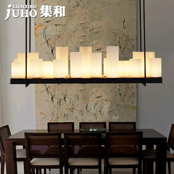 集和 餐厅吊灯酒吧咖啡厅北欧美式乡村蜡烛台吊灯 白色 直径70cm圆形