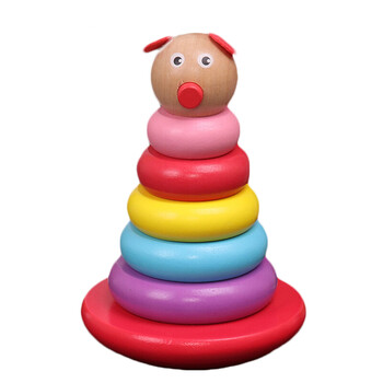 套筒玩具 宝宝叠叠圈套叠玩具七彩虹套圈层层叠塔套柱套筒玩具0-1-3岁