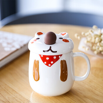 杯子陶瓷创意马克杯带盖勺情侣水杯学生茶杯卡通可爱咖啡杯牛奶杯