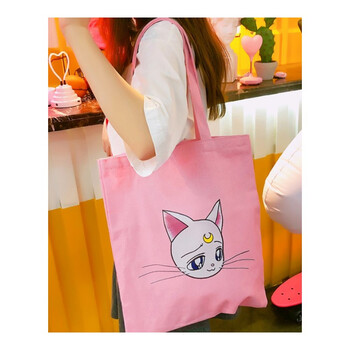 拉面丸子少女可爱卡通猫咪单肩包购物袋简约休闲百搭文艺帆布包女
