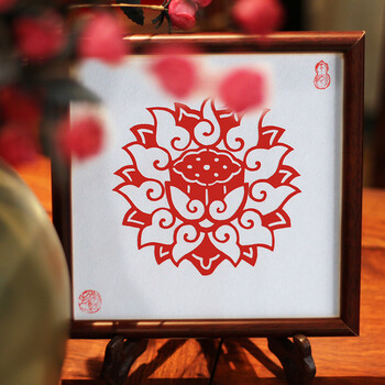 甲天下 禅意家居摆件莲心不染手工剪纸工艺品客厅电视柜装饰品办公室