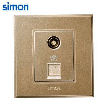 西蒙(SIMON) 开关插座面板 56C系列 电视电话插座 86型面板 香槟金色 V55301-02 电工电料
