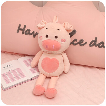 照片墙装饰自粘贴少女心仙女房间布置寝室置物架 杏色 弹力绒粉猪40cm