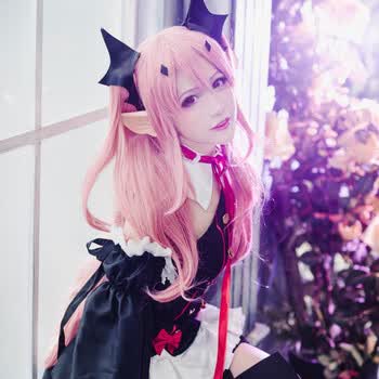 创意 新款 终结的炽天使 克鲁鲁 采佩西 分体式粉色 cosplay假发 假发