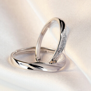 情侣戒指七夕一对刻字活口 纯925银 日韩简约开口礼物情人节学生 情定