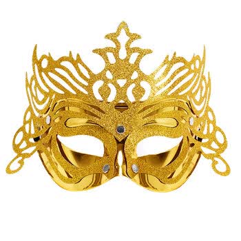 面具男女化妆舞会儿童鬼节万圣节面具用品皇冠面具 金粉花边面具 金色