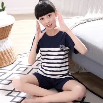 儿童睡衣女纯棉短袖夏季女童家居服公主大童套装卡通小女孩居家服