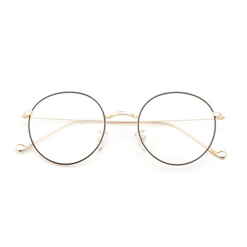 眼镜女圆框素颜复古大脸眼镜框金属超轻韩版平光镜男配有度数 黑色 单