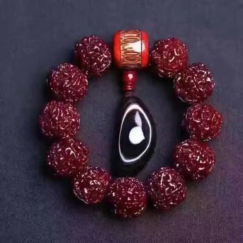 包浆玉化5瓣扇面大金刚手链 机刷包浆切面金刚菩提佛珠手串 单珠直径